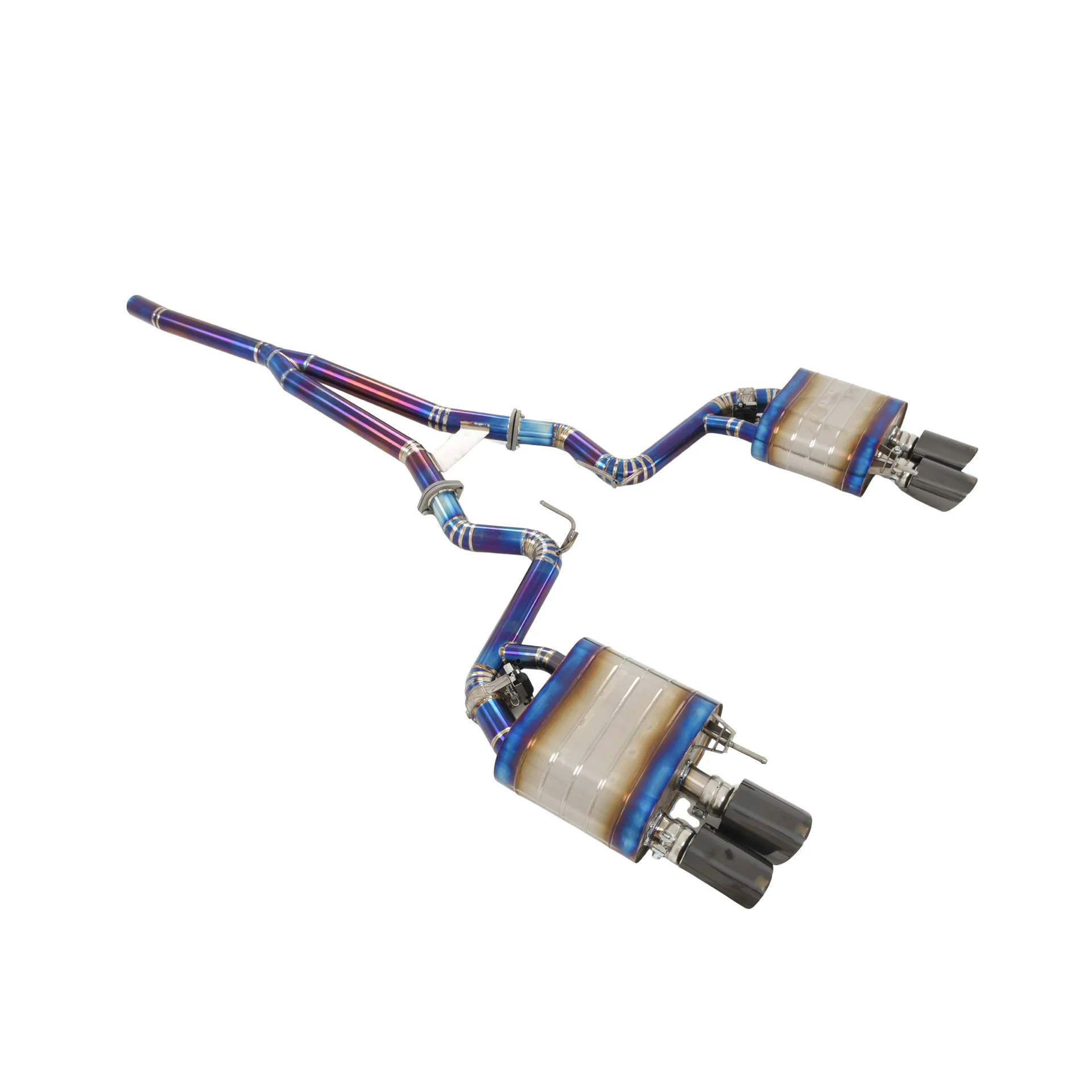 YT Auto Valved Catback Polished Titanium Performance Catback Muffler Race Sport Exhaust System for Ford Mustang