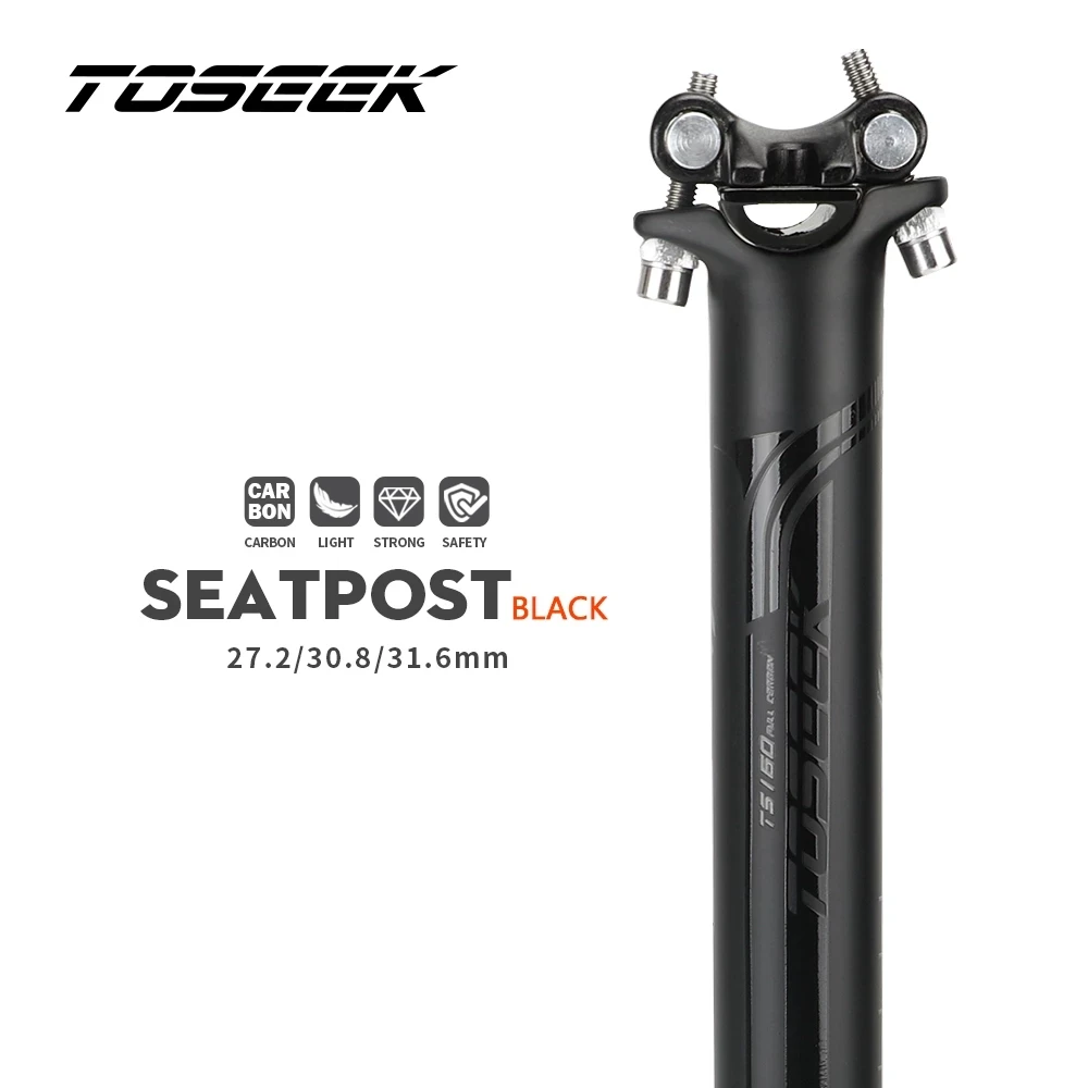 

TOSEEK Carbon Fiber Seatpost, Bicycle Seat Post, MTB and Road Bike, Cycling Parts, 27.2mm, 30.8mm, 31.6mm, 350mm, 400mm