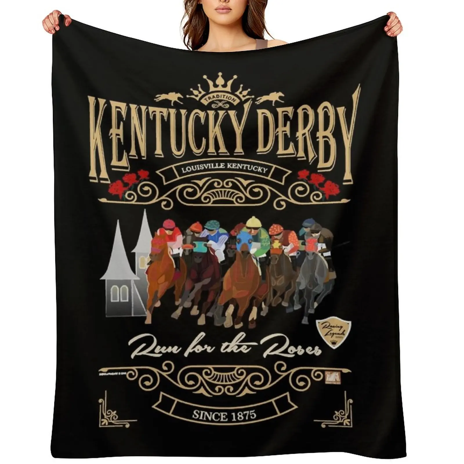 

Kentucky Derby Run for the Roses Horse Racing Masks Throw Blanket manga Soft Plush Plaid Soft Beds Blankets For Sofas Blankets