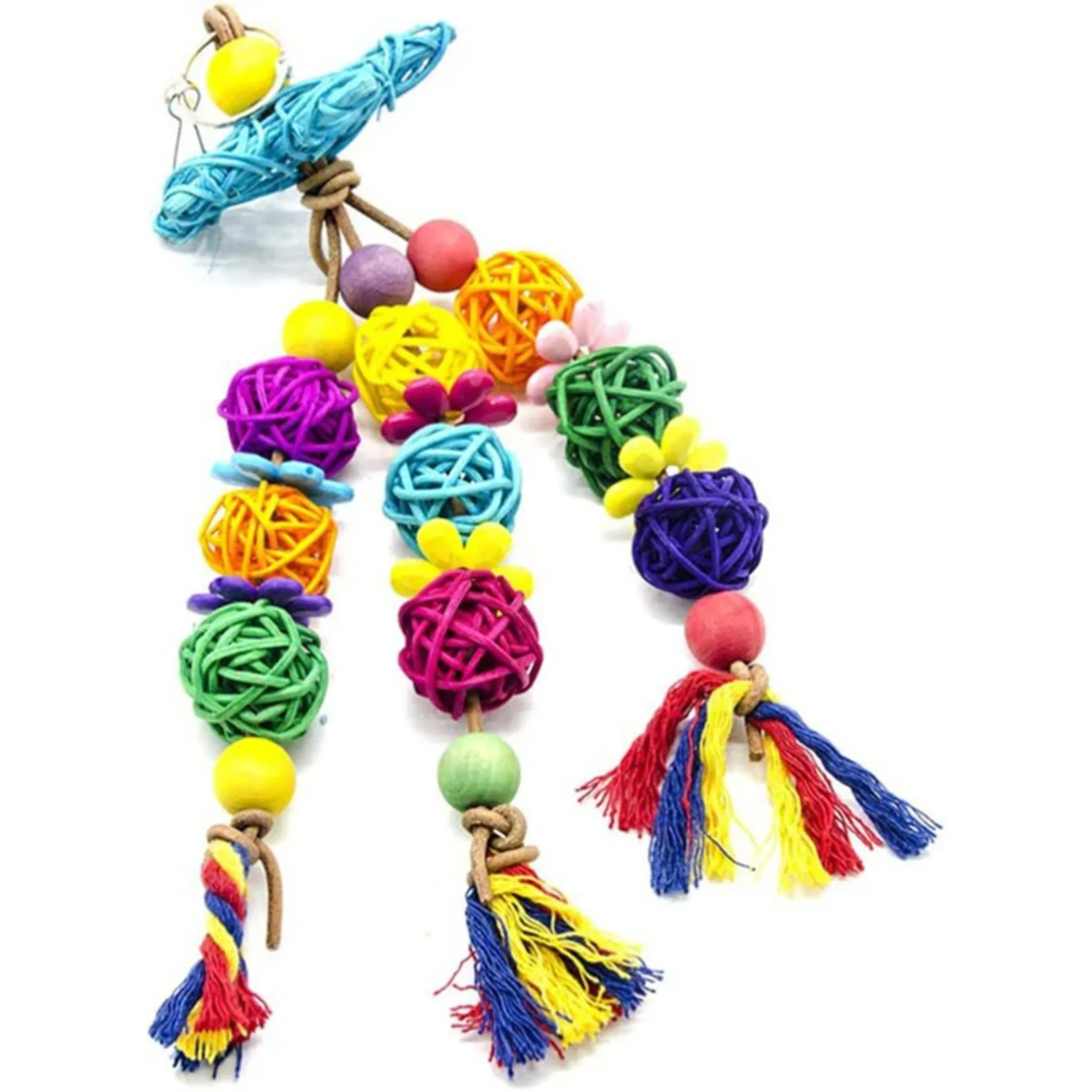 Rattan Balls Decorative Parrot Wicker Ball Birds Chewing Toys Parrot Parakeet Colorful Rattan Balls Chewing Toys Pet Bird Cage