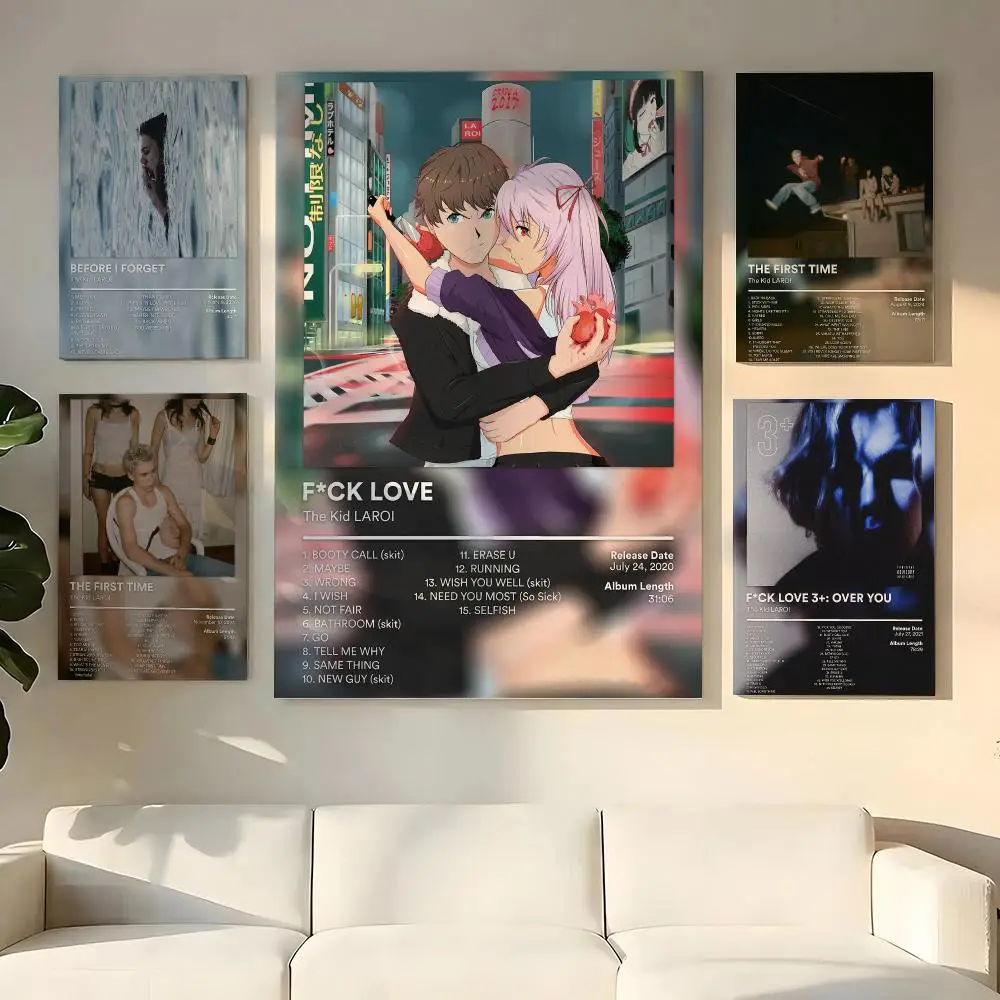 Rapper T-The Kid LAROI Album Cover Painting Calligraphy Wooden Framed Canvas Poster Wall Art HD Waterproof Print Home Decor