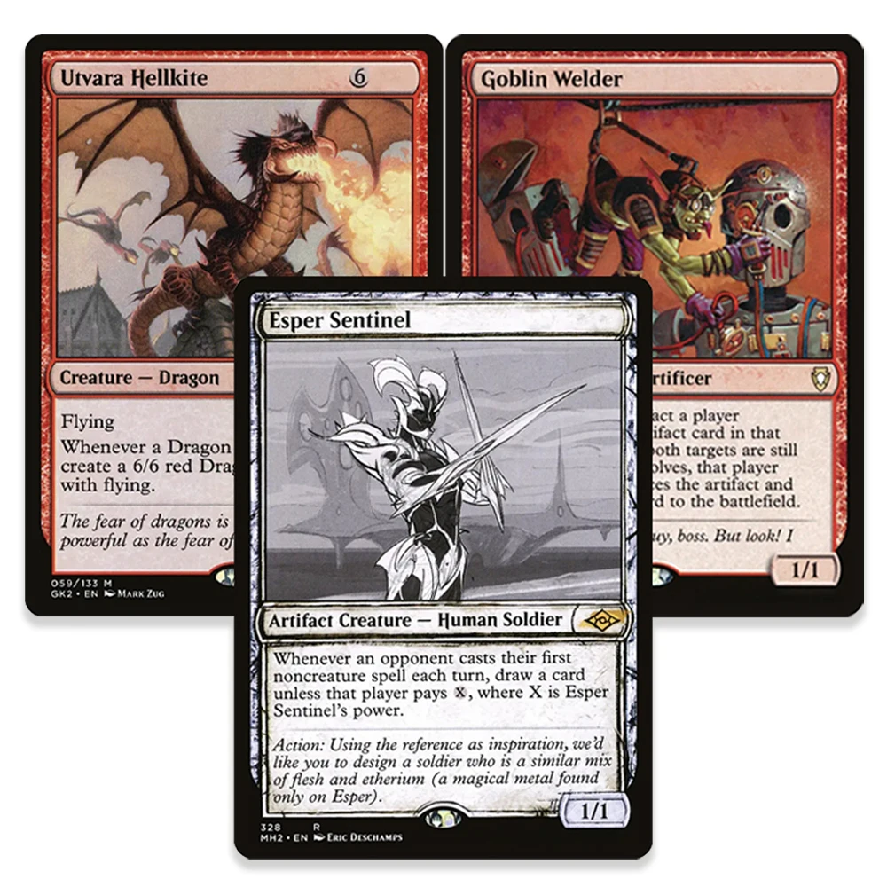 TCG Rare Magical Holo Game Trading Collection Cards Esper Sentinel/Goblin Welder/Utvara Hellkite gather-Toy Boy Holiday Gifts