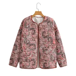 Taglie forti abbigliamento donna giacche autunnali e invernali cappotto a maniche lunghe stile tribale allentato con cardigan Sandwich in cotone sottile