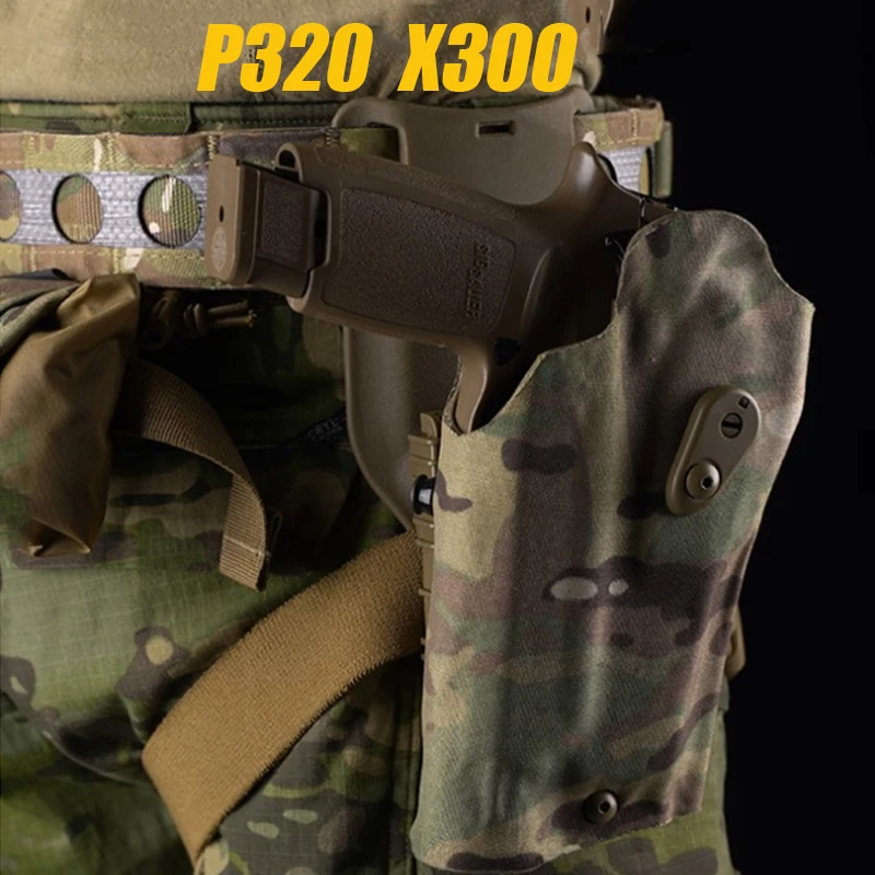 Imagem -05 - Coldre Tático de Pistola Direita Kit Cinta para Coxa Caça Airsoft P320 Plus Lanterna X300 Sistema Qls