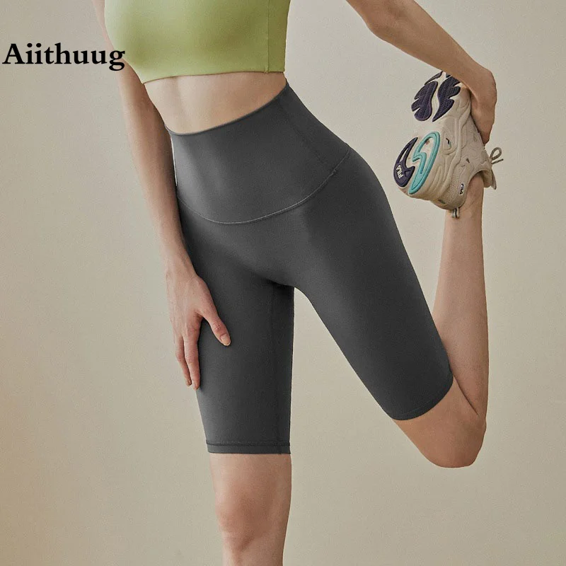 

Aiithuug Yoga Shorts High Waist Biker Short Workout Tummy Control Yoga Running Exercise Leggings Stretchy Naked Feeling