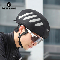 WEST BIKING Bicycle Helmet Rain Cover Reflective Striped MTB Road Bike Helmet Waterproof Dustproof Drawstring Protective Cover