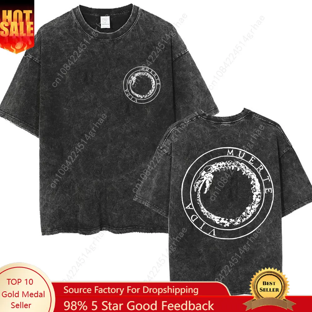 

Vintage Washed Canserbero Logo 2025 Merch T Shirts Rap Gothic Style Hip Hop Short Sleeve T-shirt Men Women Casual Oversized Tees