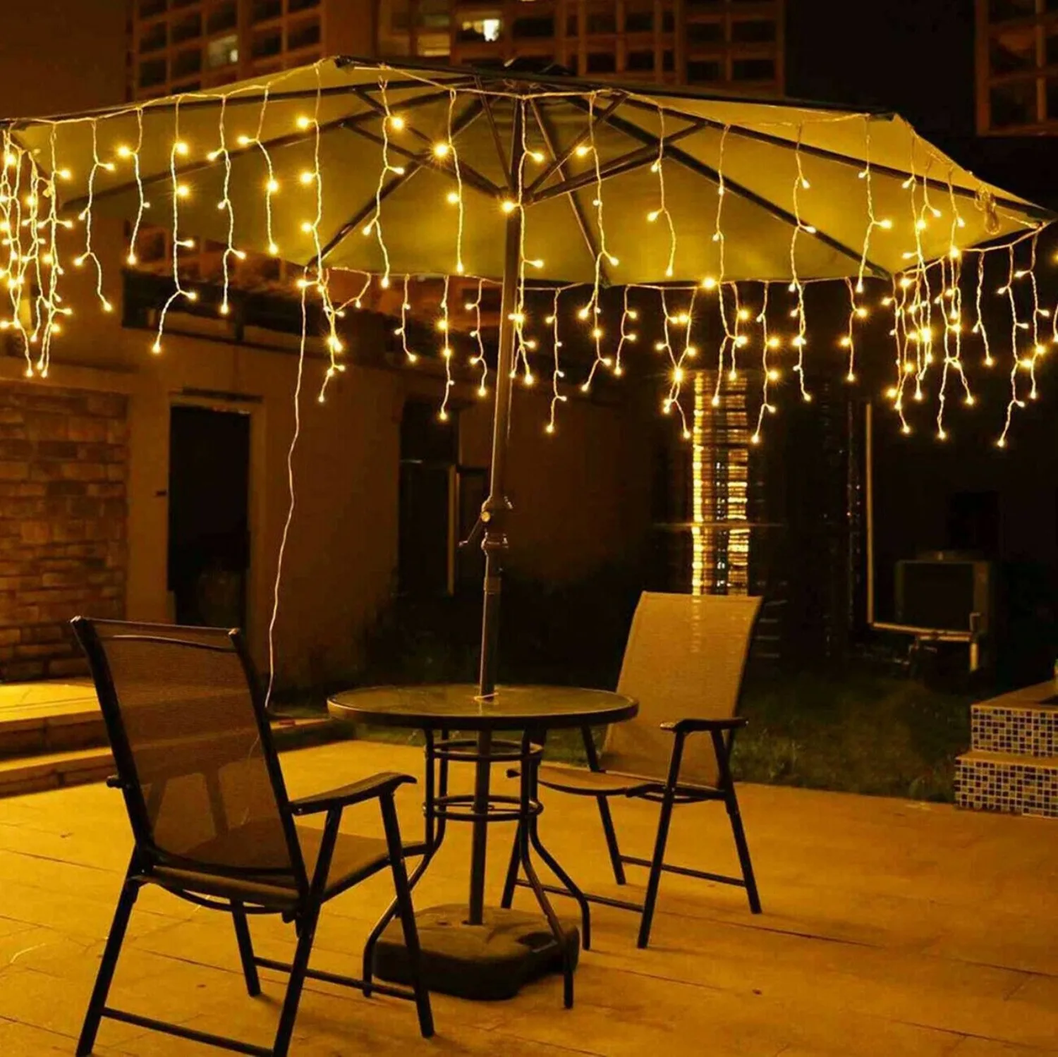 

​​96 LED Ice Strip Lights Warm White, US Plug 110V Flexible Decorative Light, Waterproof for Indoor Outdoor Holiday Christma
