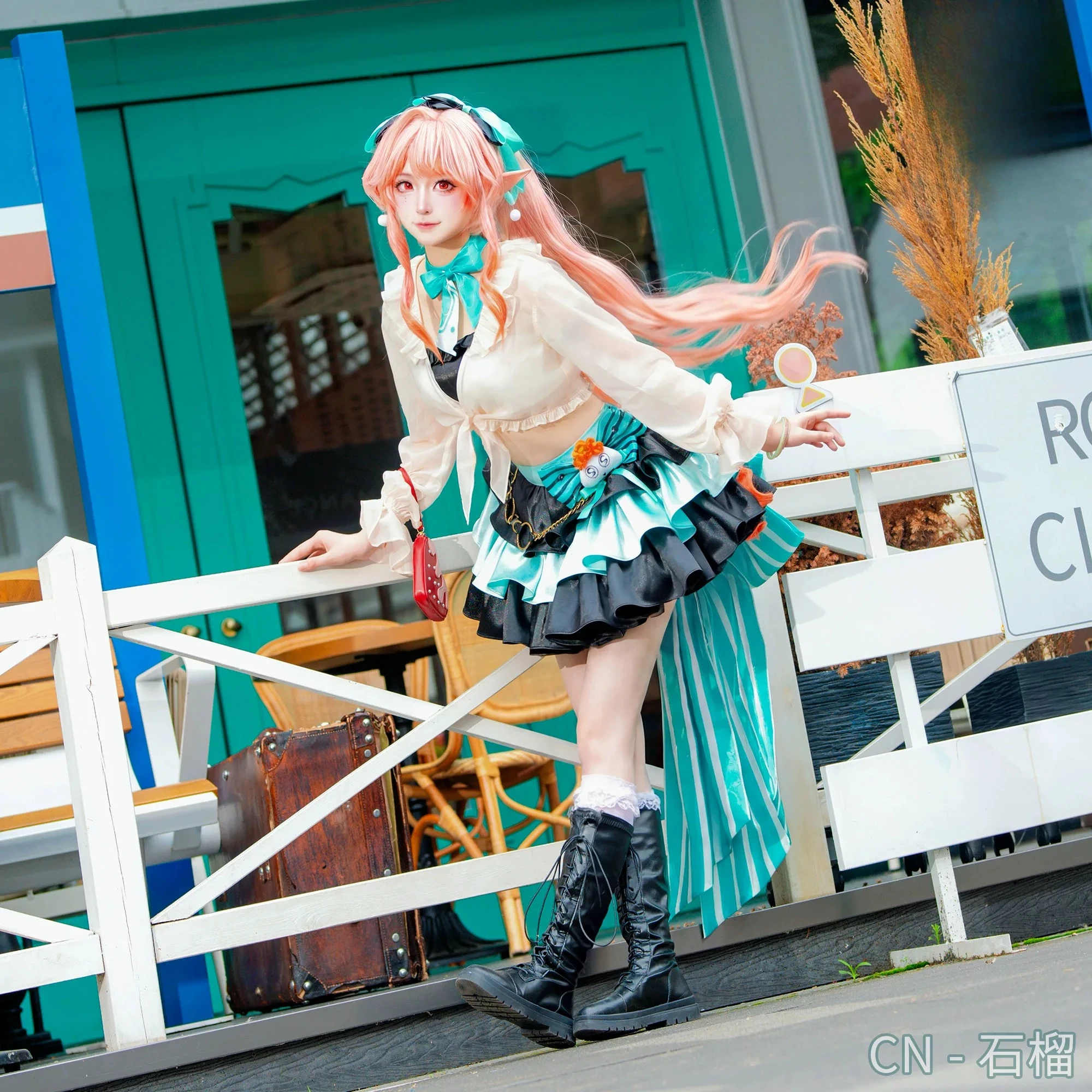 

Arknights Haruka Spring Journey Cosplay Costume Black and green multi-layer fluffy skirt, role-playing NexoCosplay