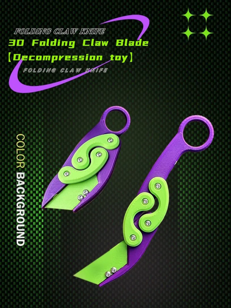 New 3D Mini Butterfly Knife Printing Gravity Knife Cub Jumping Small Radish Knife Mini Model Pendant Push Card Decompression Toy