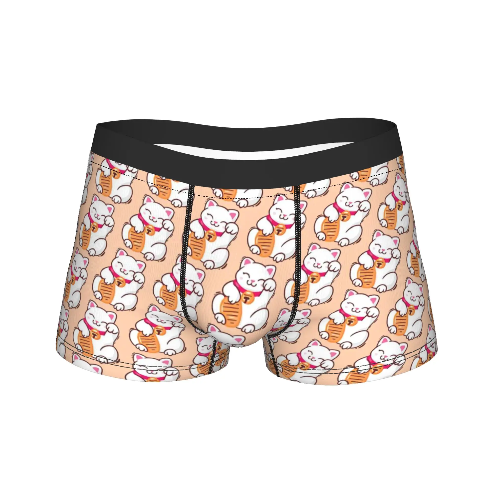 Lucky Cat Underwear  Soft Trend Underpants Custom DIY Shorts Briefs For Men 3D Pouch Plus Size Boxer Shorts