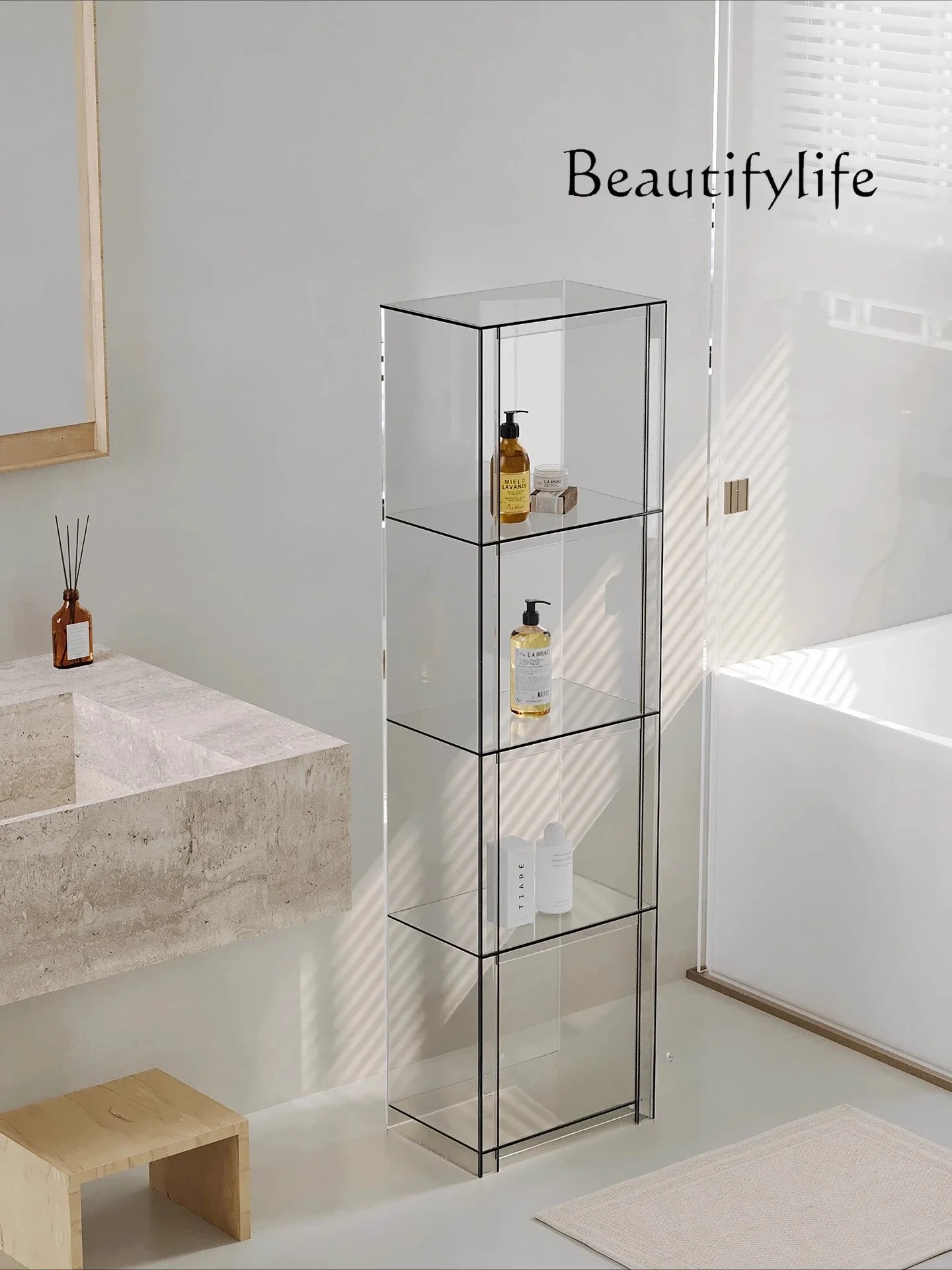 

BJ Acrylic Bathroom Rack, Bathroom Supplies Rack Integrated Against The Wall Floor Storage Cabinet