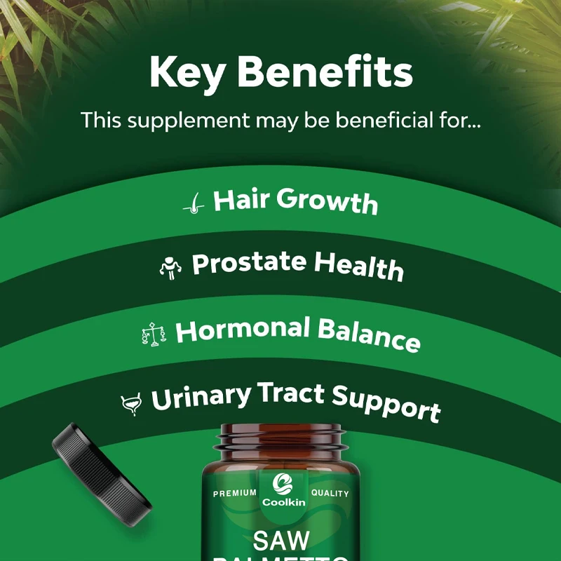 Saw Palmetto Capsules - Help Promote Prostate Health, Relieve Hair Loss & Regulate Hormonal