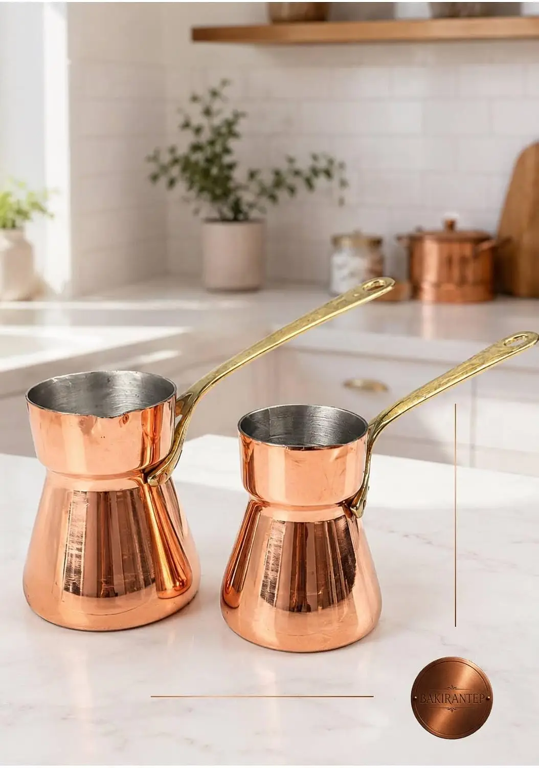 Premium Copper Turkish Coffee Pot Cezve for 4 Servings High Quality Copper Construction Heat Conductor for Rich Flavor - Metalli