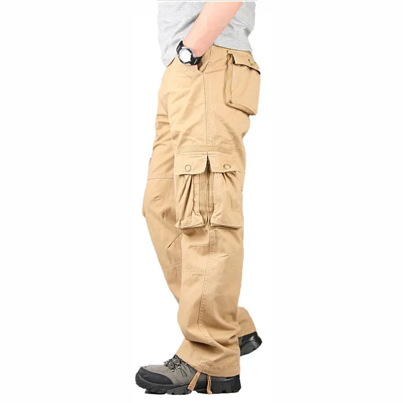 Pantalones Cargo para hombre, pantalón militar recto con múltiples bolsillos, holgado, informal, táctico, talla grande, primavera y otoño