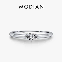 MODIAN 925 Sterling Silver Simple Marquise Cut Cubic Zirconia Fashion Rings For Women Classic Wedding Statement Fine Jewelry