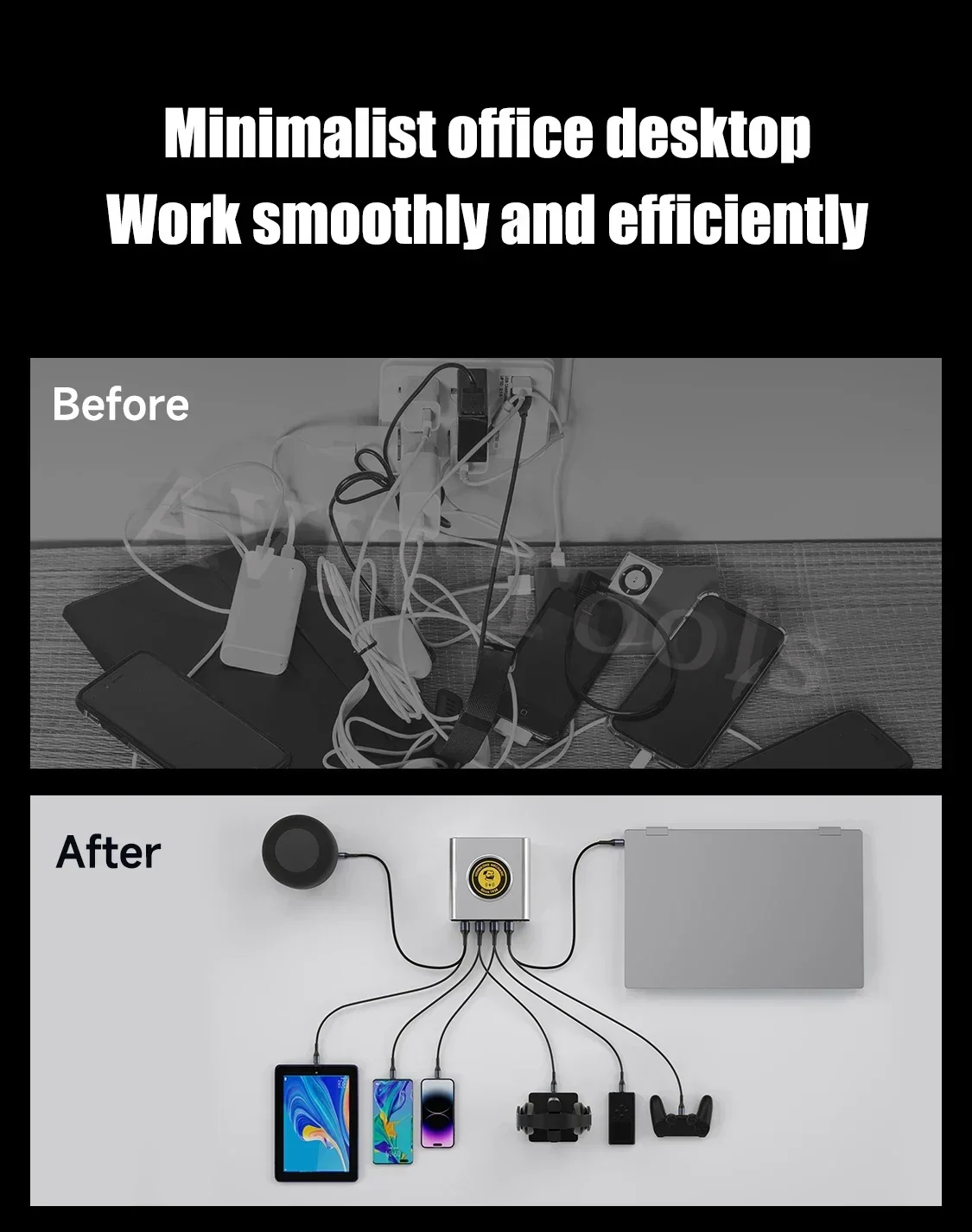 Mechanic G-POWER 160W デスクトップ充電ステーション Apple Android スマートスクリーンディスプレイ用 15W 磁気高速充電