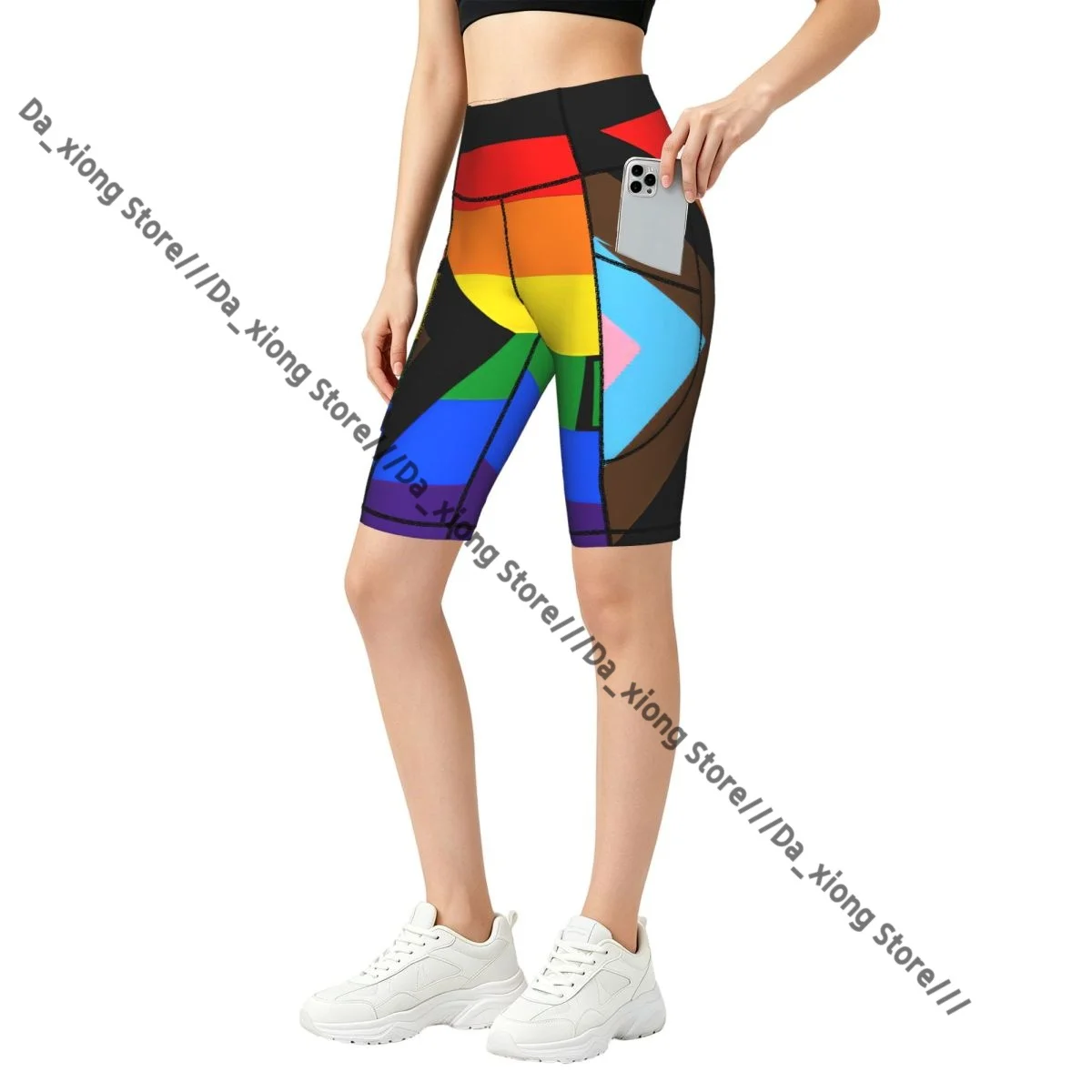Comfortable Stretchy Yoga Shorts Pride Flag Rainbow Women Gym Exercise Sports Trousers