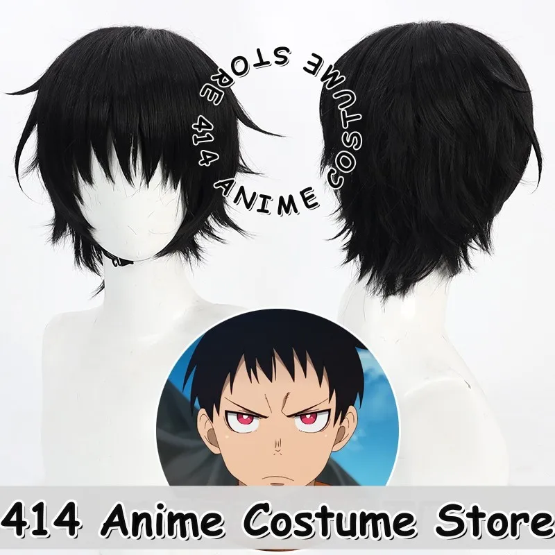 

Game & Anime Shinra Kusakabe Cosplay Wig Fire Force Black Heat-Resistant Fiber Synthetic Hair