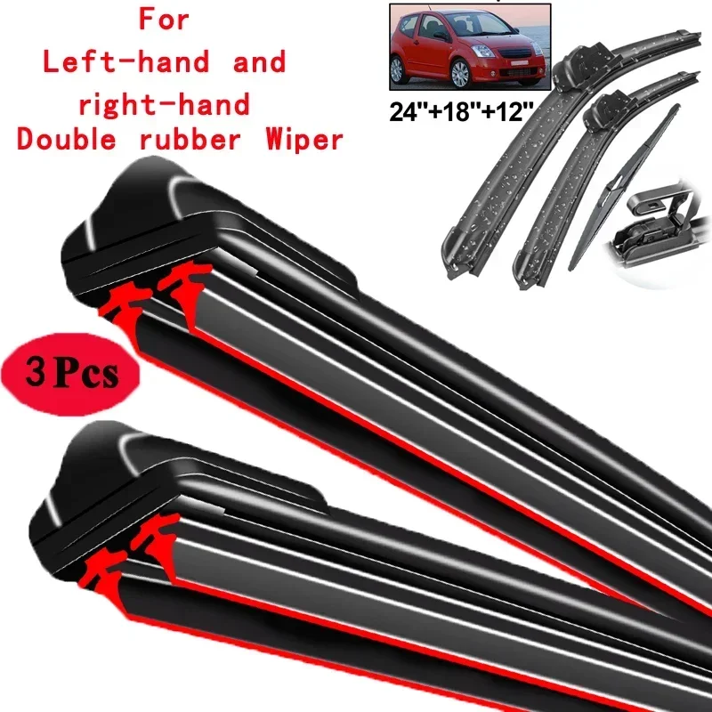 Car Wiper Front & Rear Wiper Blades Set Kit For Citroen C2 2003 - 2009 Windshield Windscreen Window Rain Brushes 24