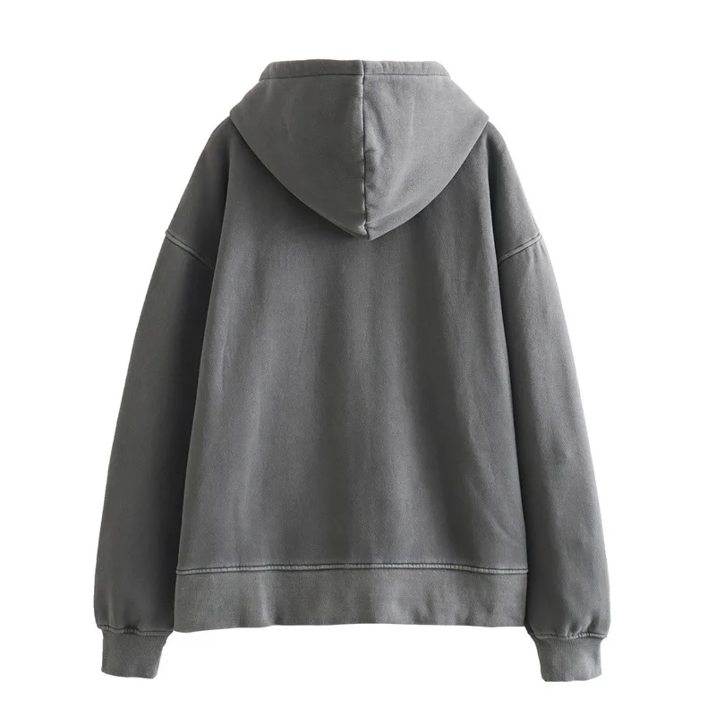 2025 Spring Autumn New Women's Casual Zipper Hoodie Jacket Loose Washed Hooded Cardigan Sweatshirts Jacket for Women