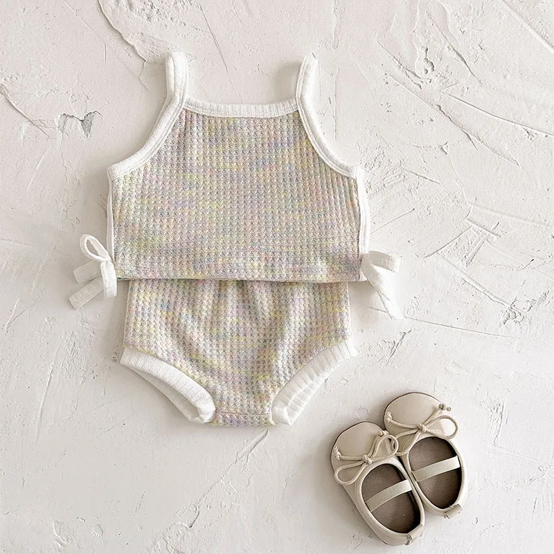 MILANCEL New Summer Baby Clothes Set 6M-3T Cute Multicolour Girls Halter Tops + Bloomer Korean Version Toddler Clothes