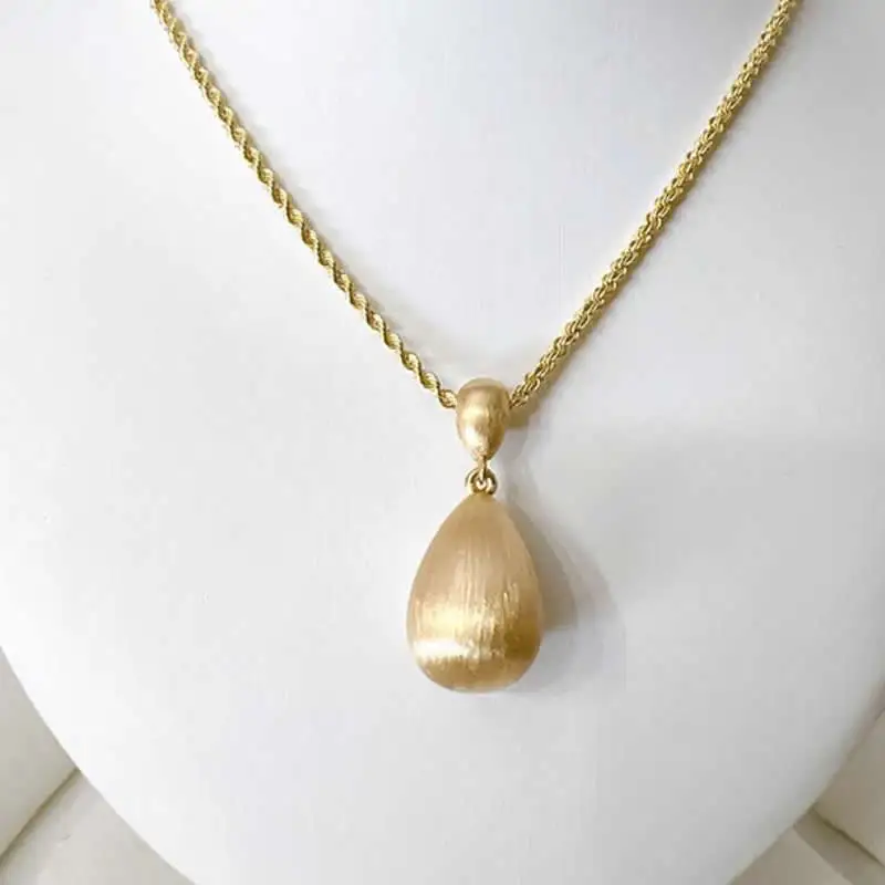 

New AU750 Gold 18K Yellow Gold Water-drop Necklace Pendant