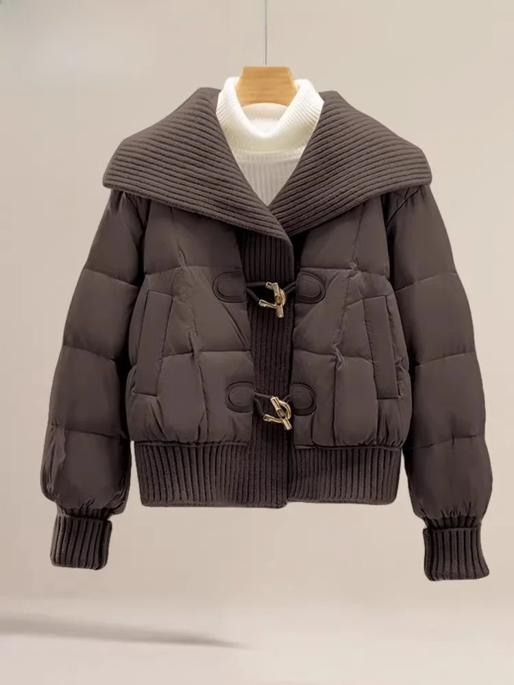 

Новое зимнее вязаное хлопковое пальто Jaet, женское теплое дизайнерское пальто небольшого размера, корейское пальто свободного покроя, длинное свечение