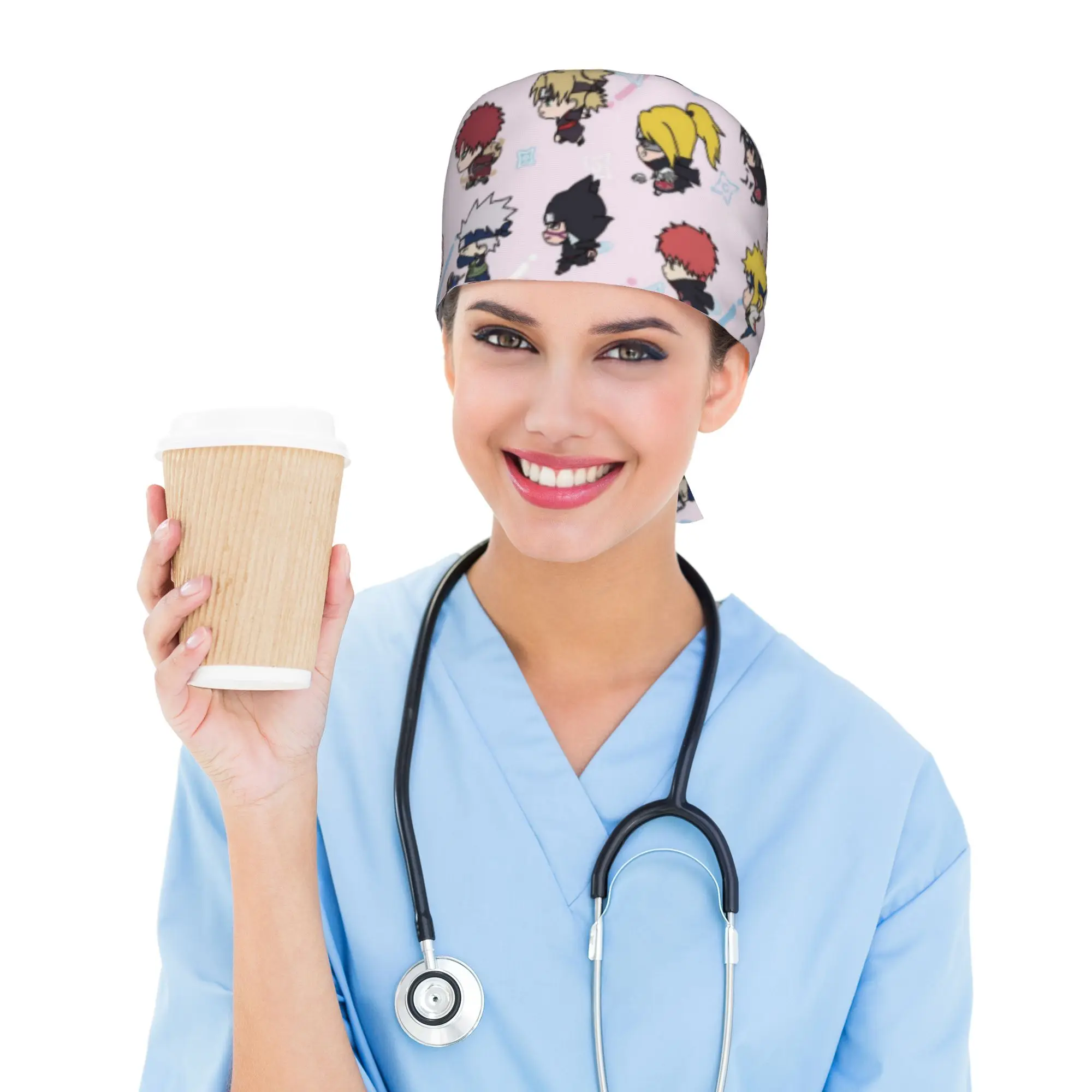 

Custom N-Narutoes Uzumakies Anime Scrub Hat Surgical Scrub Caps Unisex Nurse Medical Cap Work Scrubs Hat for Medical Surgical