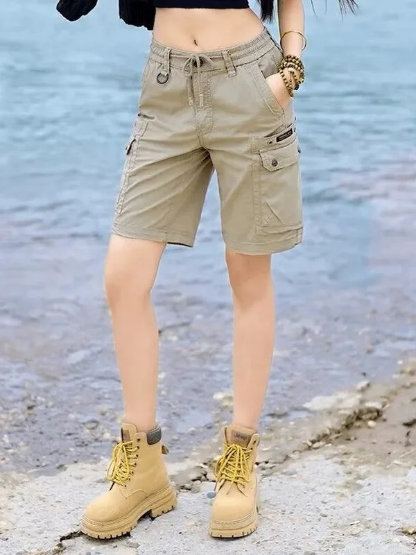 American Retro Workwear orts Men's Summer Loose Fit Five-ket Cotton Durable Wear-Resistant Casual Pants Youth Sle