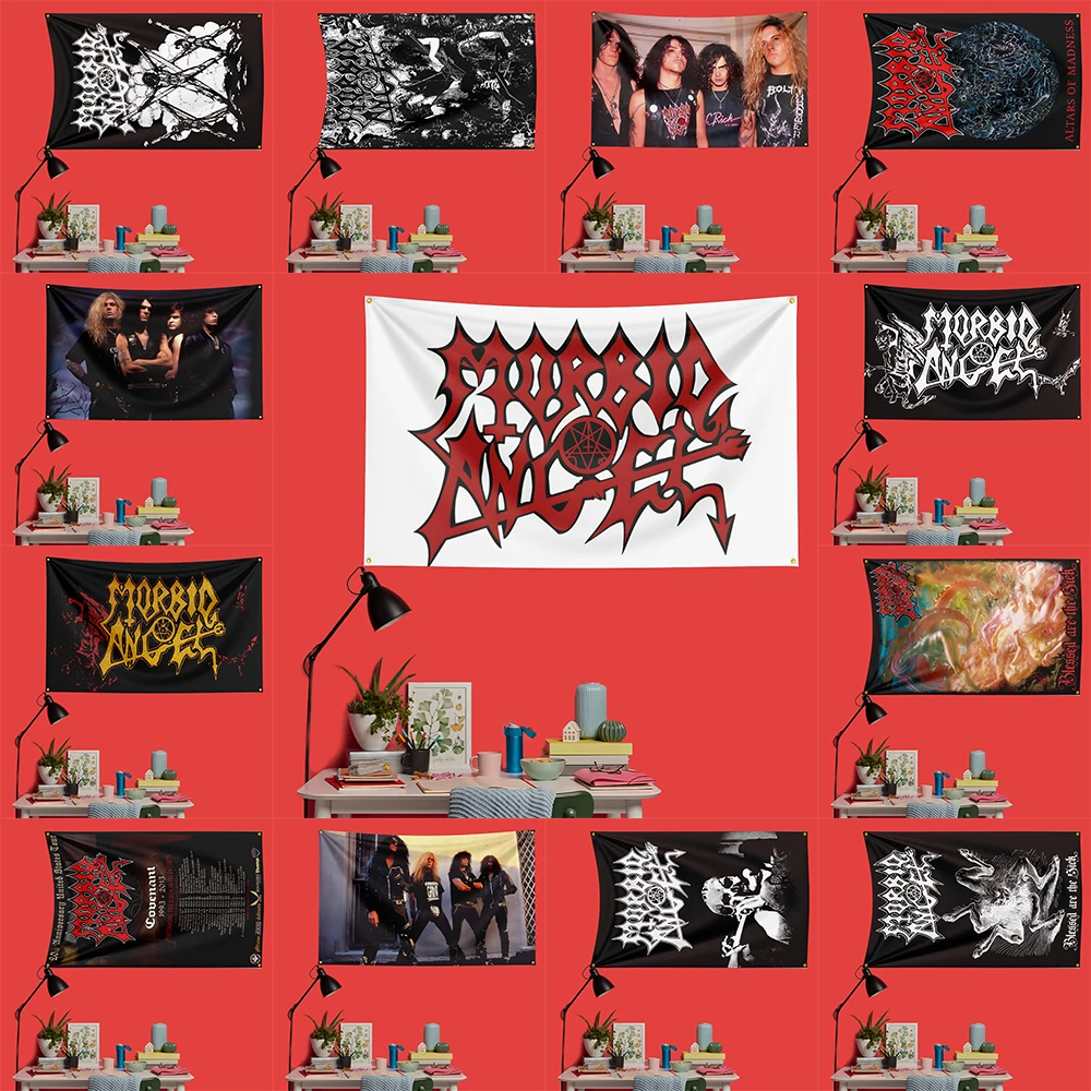 Morbid Angel Inspired Rock Music Flag 3x5 FT 90x150cm Polyester Decorative Banner Tapestry For Music Fans Bedroom Wall Decoratio