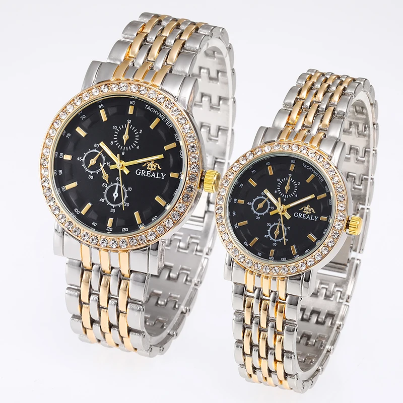 Fake Three-Eye Decorative Quartz Bracelet Men's Student Watch Fashion Set Casual Women's Watch Couple Set