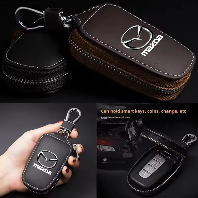 

Zippered Leather Key Organizer for Mazda 3 6 Axela CX30 CX5 CX4 CX9 CX7 CX3 2 5 MS RX8 Skyactiv Automotive Supplies