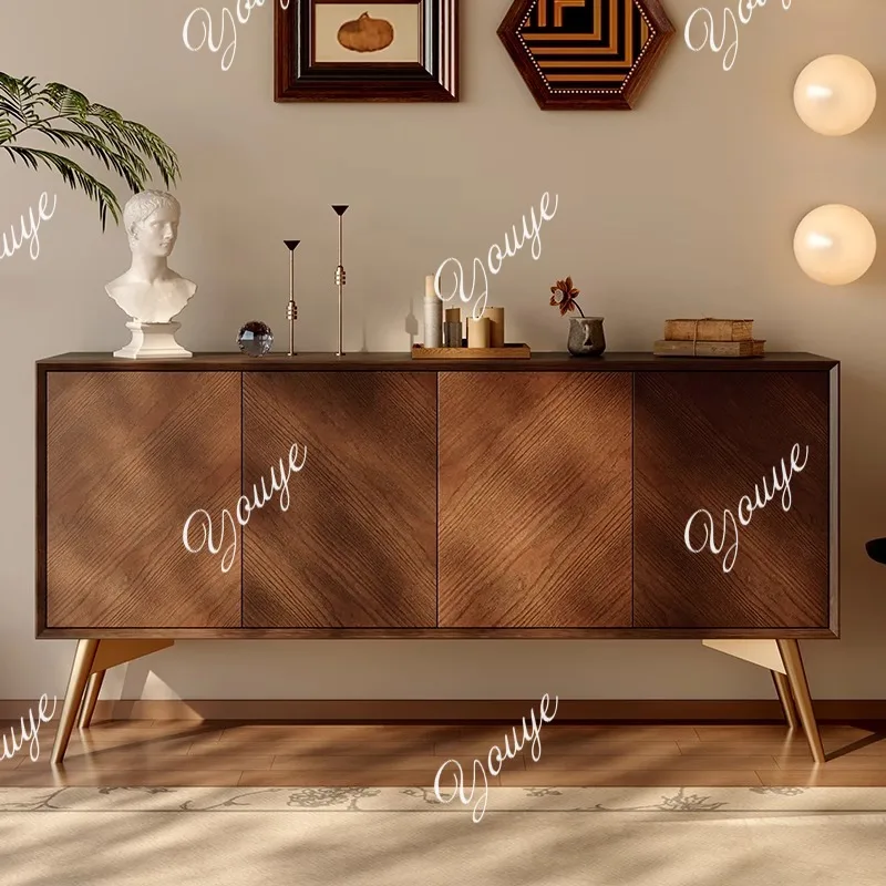 

Обеденный боковой шкаф из массива дерева, гостиная в стиле ретро у стены, шкафчик для хранения вещей, современная простая маленькая квартира