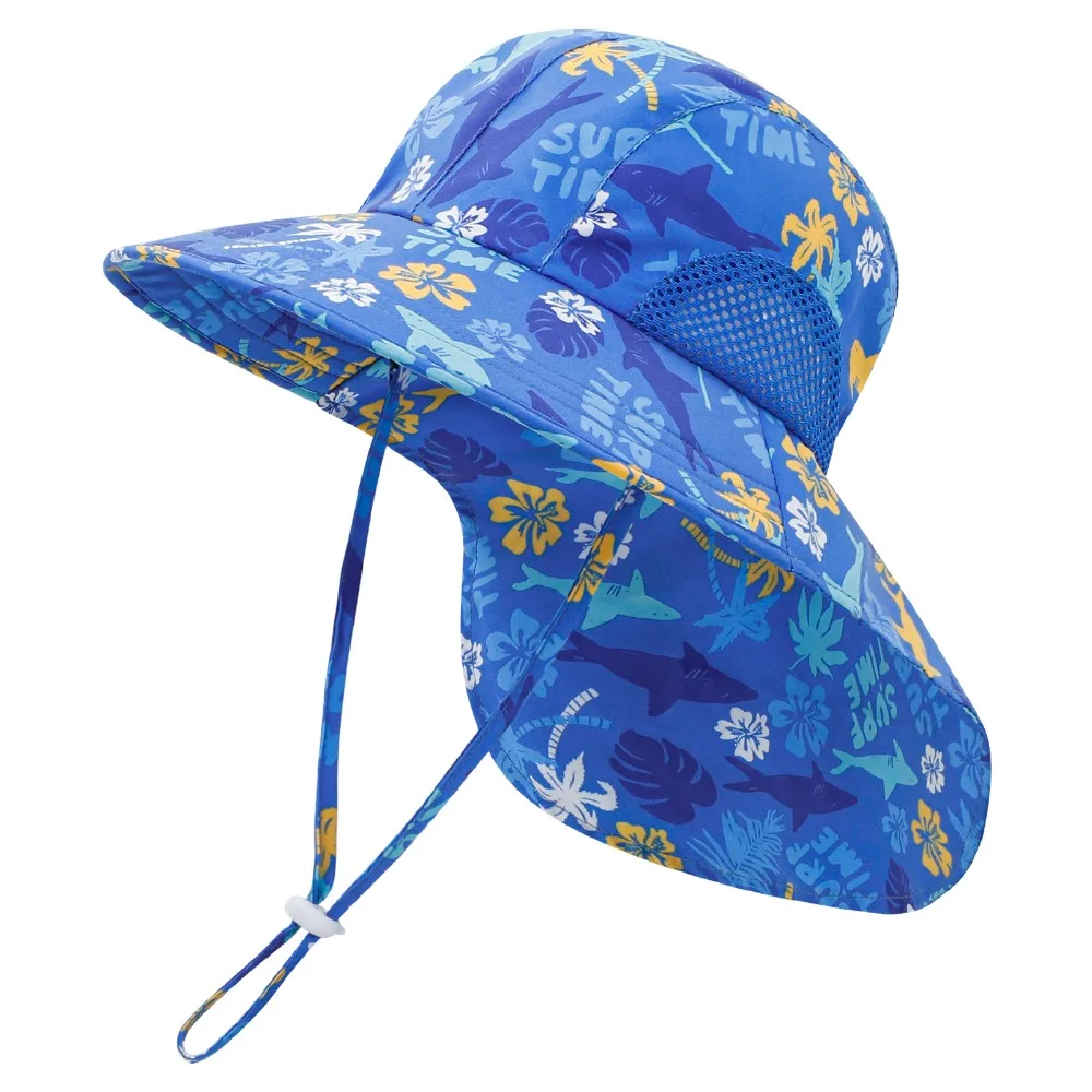 

Anti UV Kids Bucket Hat Breathable with Neck Covers Children's Sun Hat Printed pattern Soft Summer Beach Cap for Girls Boys