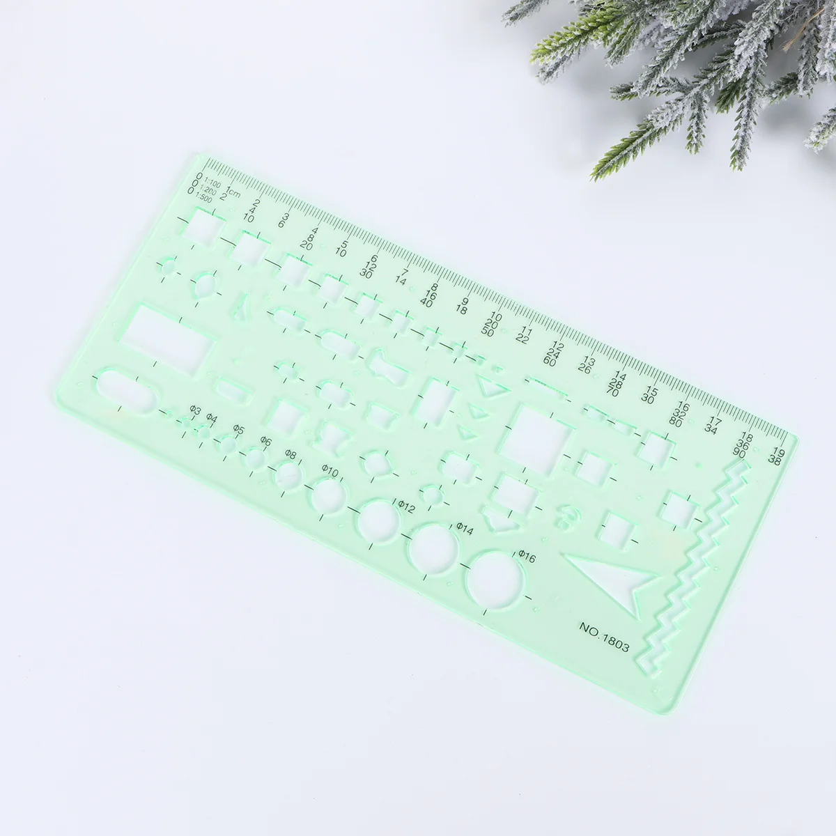 11 pcs Drawing Template Set Green Transparent Geometric Shapes For Drafting Design Architecture School Office Use Painting Aid