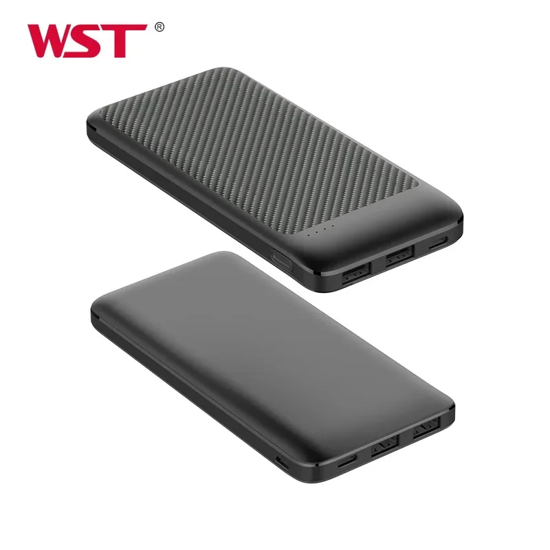 WST Personalized  Bank Mobile Power USB Carbon Fiber Pattern 10000mah Power Bank for Cup Heating Pad