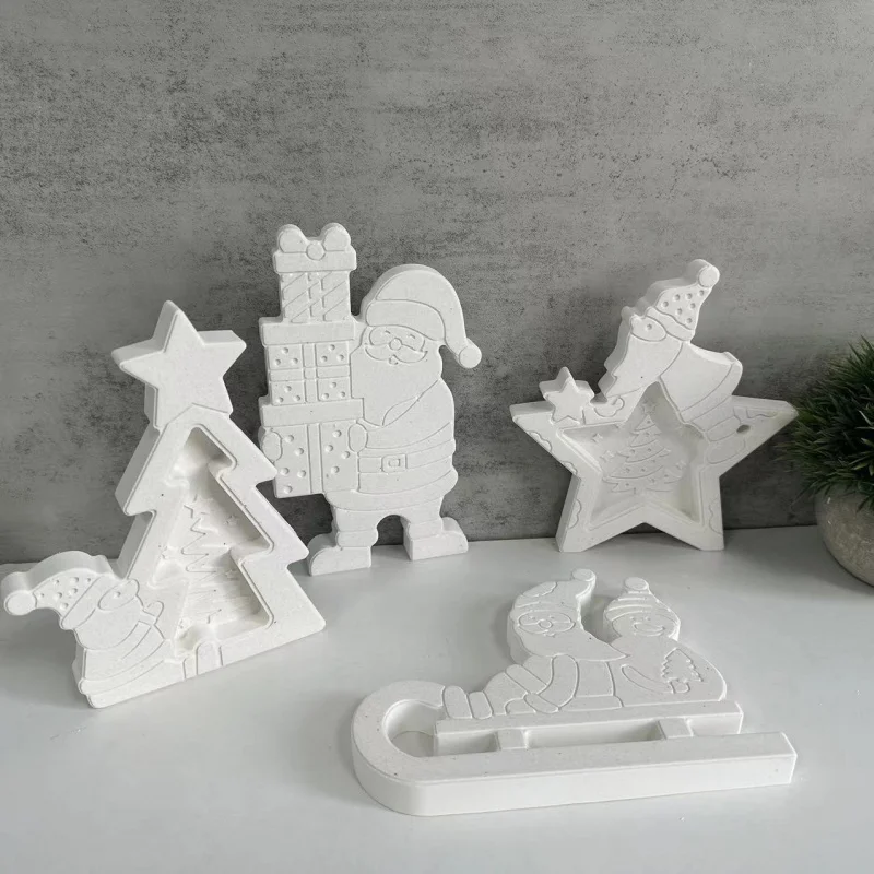 Holding Gifts for the Elderly Sled XINGX Silicone Mold Christmas Series Plaster Decoration Epoxy Mold