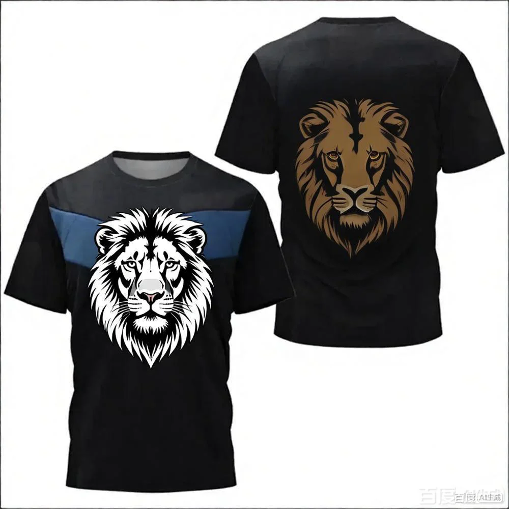 2026 Lion Pattern T-Shirt|sports Jersey|crew Neck Short Sleeves|competition Training Clothing|outdoor Sportswear|holiday Gifts