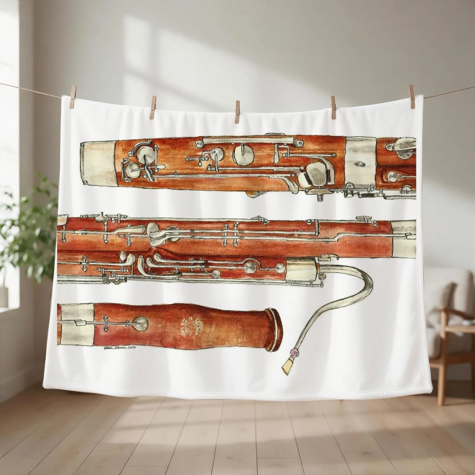 The Bassoon Throw Blanket couch cozy soft plush fuzzy picnic outdoor blanket