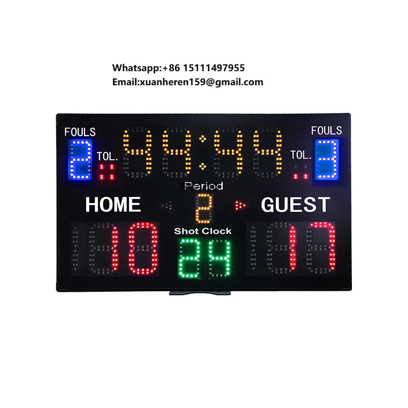 GANXIN Durable Electronic LED Digital Basketball Scoreboard with 24s Shot Clock Display Portable Remote Control for Multisports