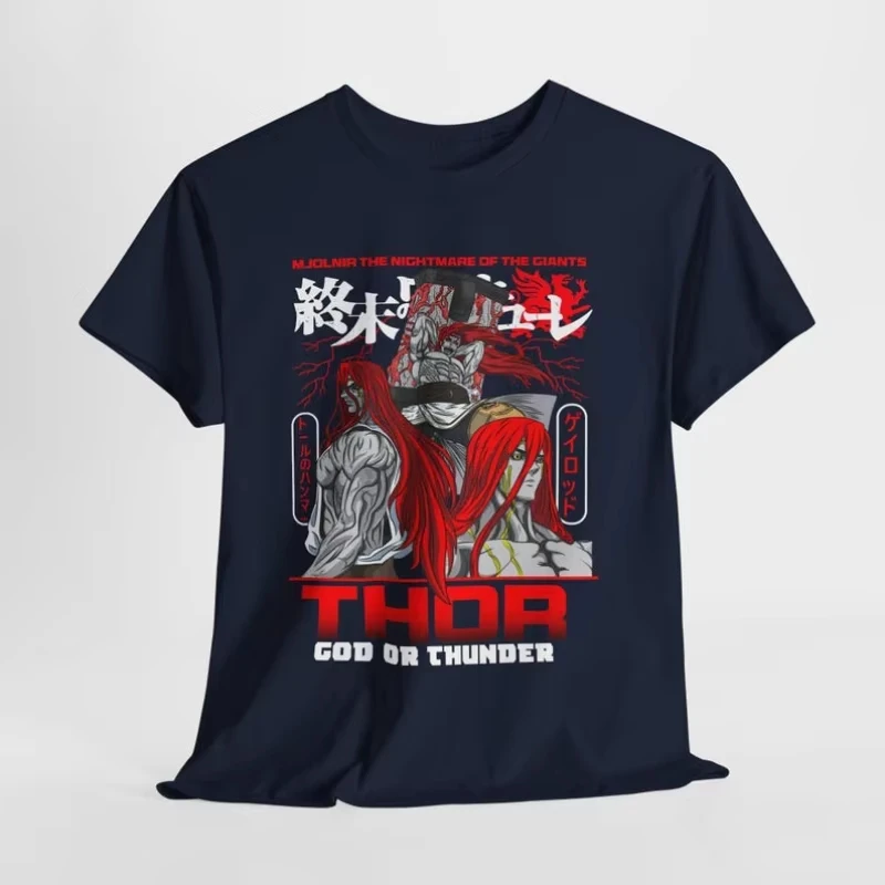 Record of Ragnarok Thor T Shirt Men Cotton Graphic Printed Short Sleeve Round Neck Norse Streetwear Summer Casual 2026 Hot Sale