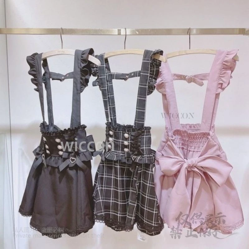 النمط الياباني Y2K Jirai Kei فستان الدانتيل التعادل فراشة عقدة الشريط القوس حزام لينة Kawaii 3-ألوان لوليتا تنورة فتاة قصيرة الأكمام