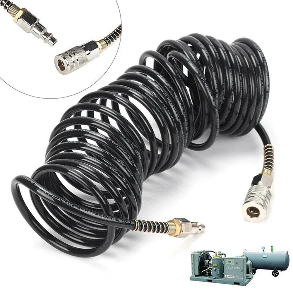 Flexible Black Air Compressor Hose Line PE Pneumatic Duct Air Pressure Hose 200 PSI With US Quick Connector