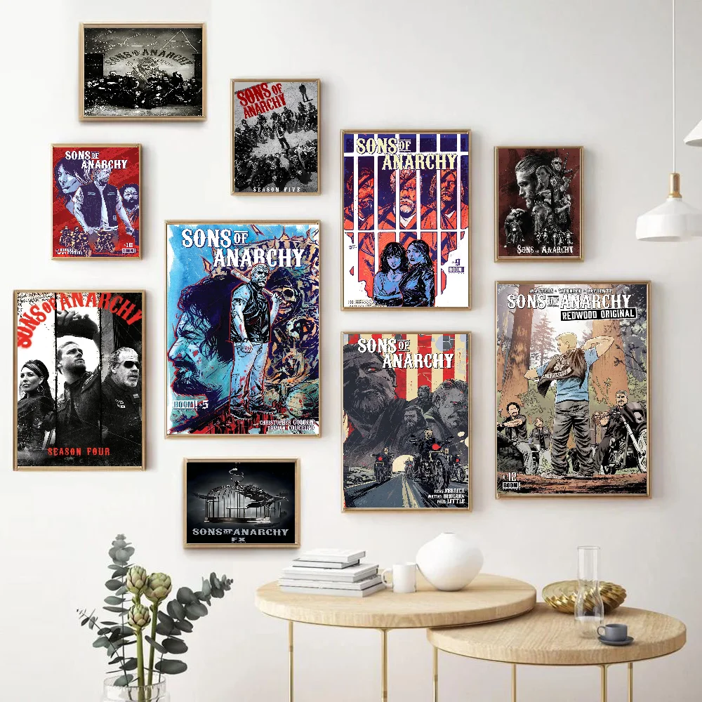 

Son Of Anarchy Anime Posters Sticky Waterproof Paper Sticker Coffee House Bar Kawaii Room Decor