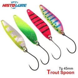 Istolure 7g cucchiaio di metallo gancio singolo artificiale esca dura 45mm trota Spinner paillettes richiamo di pesca attrezzatura da pesca