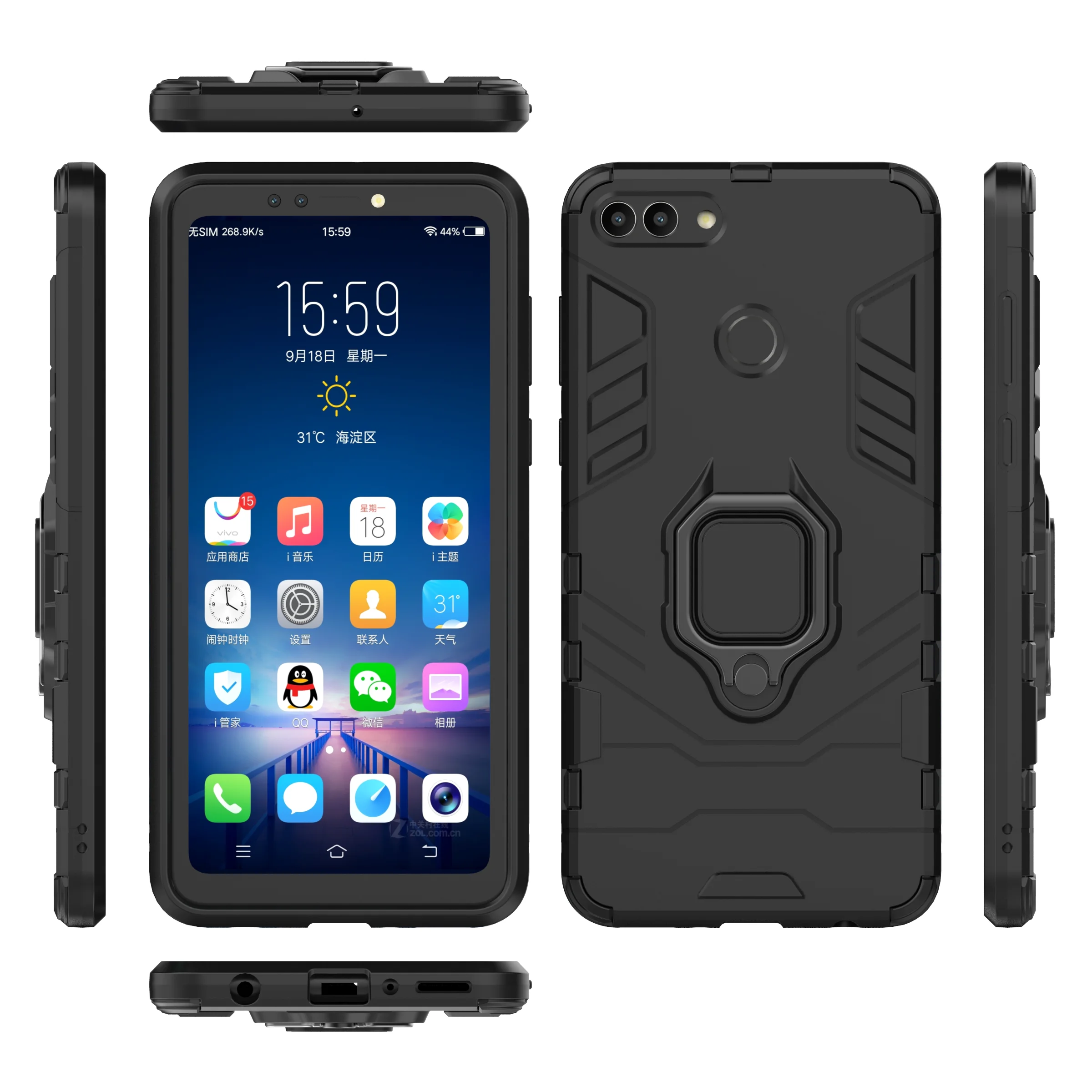 Armor Shockproof Case For Huawei Y9 Y9A Y9P Y8S Y7 Y7P Y7A Y6 Y6P Y5 Y5P Pro 2018 2019 2020 Bumper Metal Ring Stand Back Cover