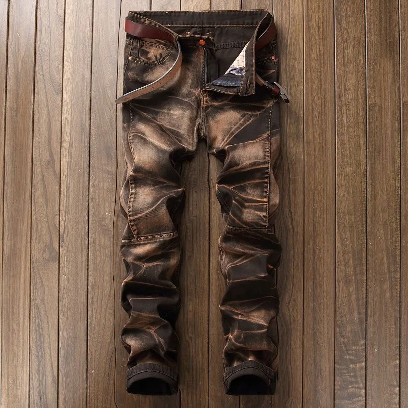 Pantaloni in denim a gamba dritta vintage americani di nuova tendenza della moda autunno e primavera per uomo Jeans sportivi elastici di alta qualità casual