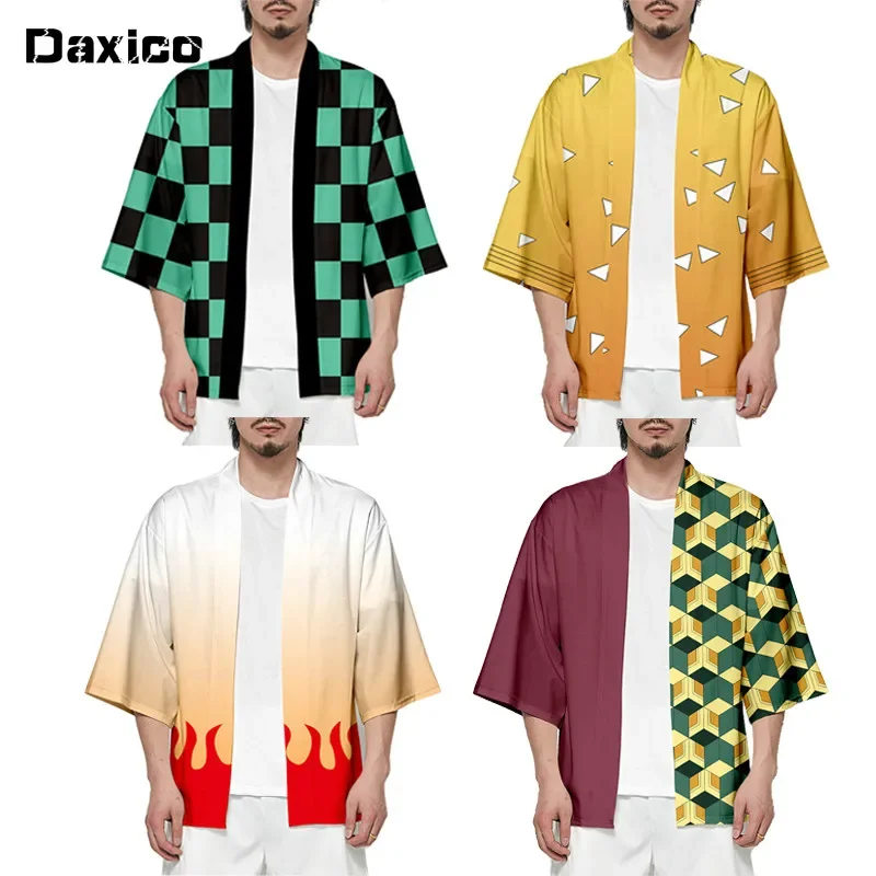 

Demon Slayer Kimetsu No Yaiba Tanjiro Kamado Tomioka Giyuu Cosplay Costume Man Kimono Cardigan Woman Yukata Haori Shirt