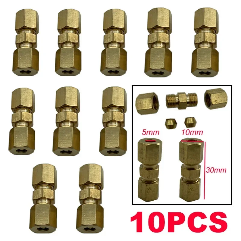 

10x33x10 мм трубка с винтовой резьбой, латунный прямой переходник, компрессионный фитинг, соединитель 3/16 дюйма, наружный диаметр трубки, гидравлические тормозные линии, соединение